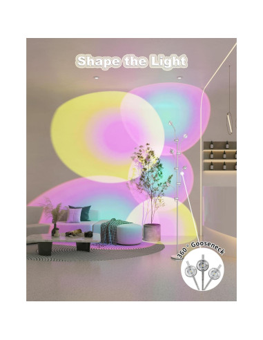 Lámpara de Pie LED TACAHE Halo 185 cm 12W 4000K Cromo