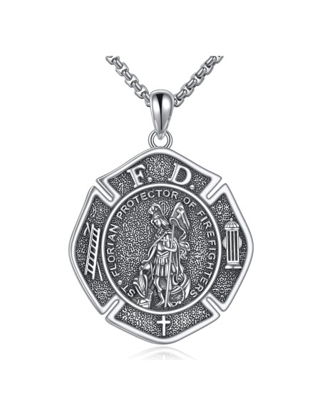 Collar YFN San Florián Plata Esterlina 925 55.88 cm Joyería Religiosa Collar YFN San Florián Plata Esterlina 925 55.88 cm Joyería Religiosa