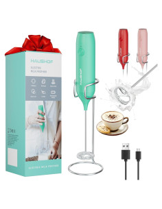 Espumador de Leche Eléctrico HAUSHOF Verde Recargable USB-C