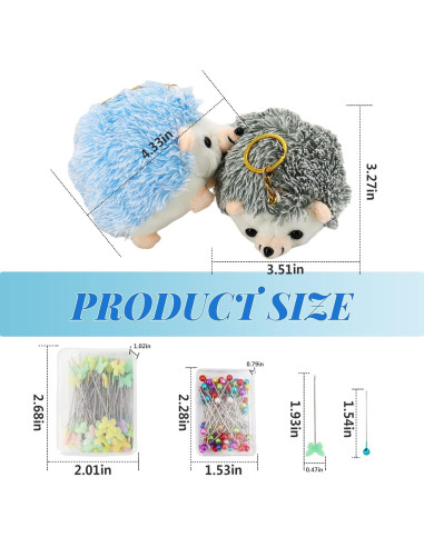 Set de 2 Almohadillas de Costura Erizo SolidGnik con 200 Alfileres