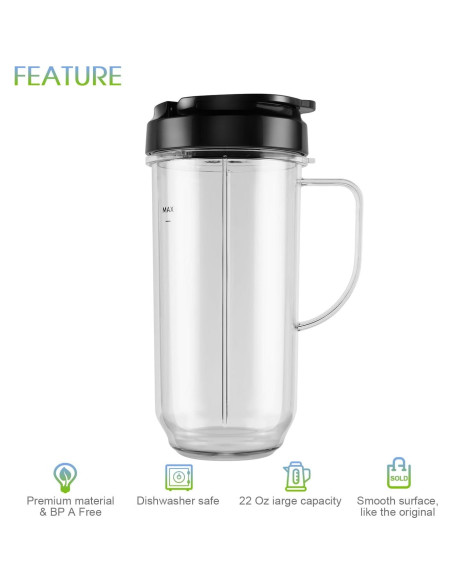 Juego de 5 tazas Magic Bullet 22 oz con tapa y cuchilla Juego de 5 tazas Magic Bullet 22 oz con tapa y cuchilla