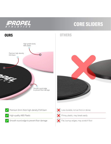 Deslizadores de Núcleo Premium Propel Athletics - Rosa - Entrenamiento