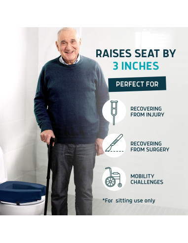 Elevador de Asiento de Inodoro Lunderg 7.62 cm Azul - Espuma Firme