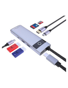 Hub USB C 7 en 1 Diamondtiger con HDMI 4K y 100W PD