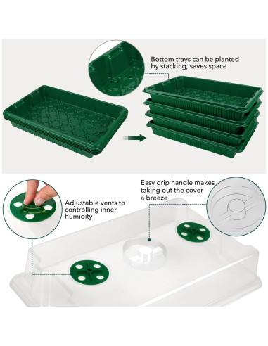 Bandeja de Inicio de Semillas YAUNGEL XL 160 Celdas Verde