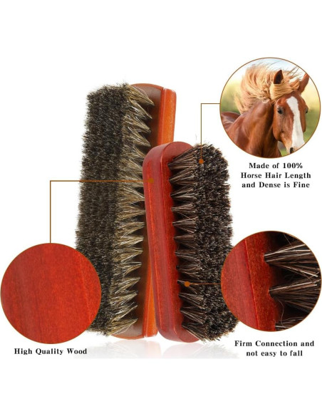 Cepillo de limpieza de zapatos Liwidon 2 piezas cerdas de caballo Cepillo de limpieza de zapatos Liwidon 2 piezas cerdas de caballo