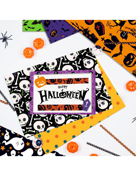 Juego de Papel de Scrapbook Halloween GLKTOPO 30.5 cm Doble Cara 24 Hojas Juego de Papel de Scrapbook Halloween GLKTOPO 30.5 cm Doble Cara 24 Hojas