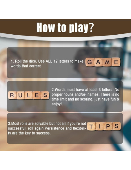 Juego de Crucigramas Wodgod con 12 Dados de Letras Madera Juego de Crucigramas Wodgod con 12 Dados de Letras Madera