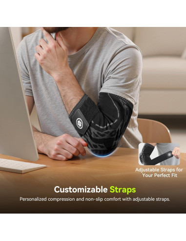 Férula de Codo Ajustable Soloever para Tendinitis - Negro, Pequeño