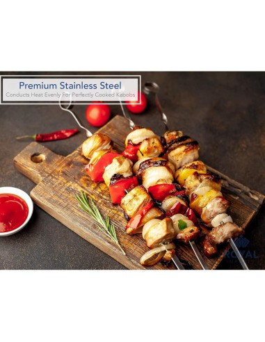 Set de 12 Palitos de Kabob de Acero Inoxidable Royal Imports 43 cm