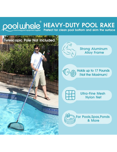 Red de Skimmer para Piscina POOLWHALE con Marco de Aluminio