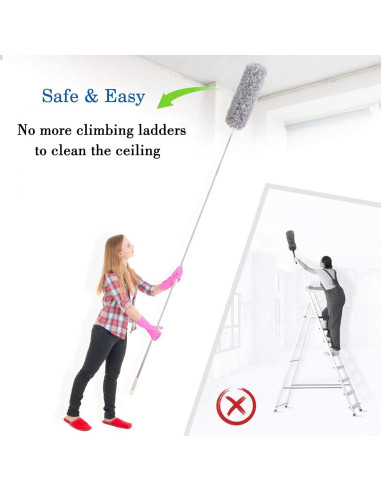 Duster Telescópico de Microfibra MIZIKUSON 254 cm Flexible y Lavable