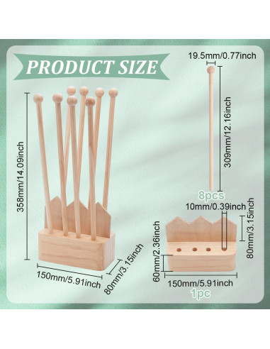 Soporte para Secar Bolsas de Plástico BENECREAT 8 Varillas Madera