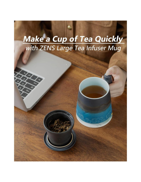 Taza de Té ZENS con Infusor y Tapa Cerámica 428 ml Taza de Té ZENS con Infusor y Tapa Cerámica 428 ml