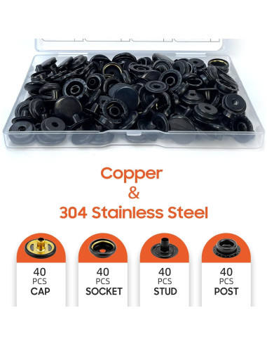 Kit de Botones a Presión HAPDEN 160 Pcs 15mm Acero Inoxidable