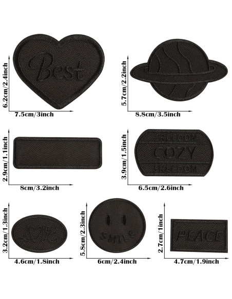 14 Parches Bordados Negros Woohome para Planchar o Coser 14 Parches Bordados Negros Woohome para Planchar o Coser