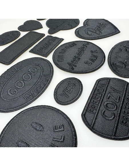 14 Parches Bordados Negros Woohome para Planchar o Coser 14 Parches Bordados Negros Woohome para Planchar o Coser