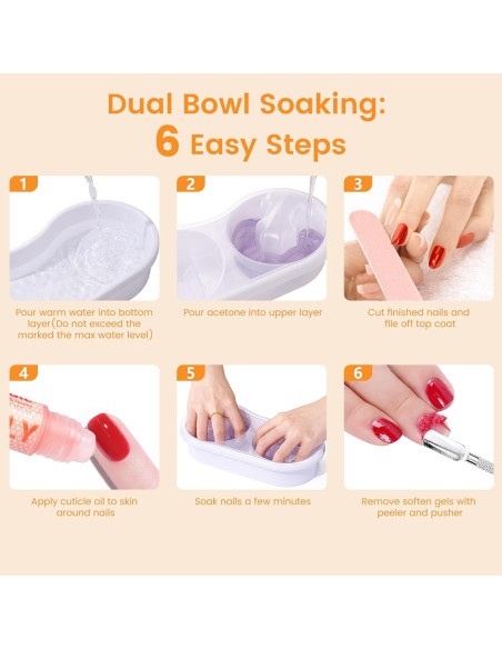Tazón de Remojo de Uñas Dual Rosiour - Blanco, Ergonomía y Eficiencia Tazón de Remojo de Uñas Dual Rosiour - Blanco, Ergonomía y Eficiencia