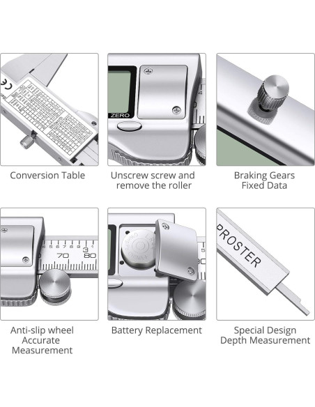 Calibrador Vernier Digital Proster 200mm Acero Inoxidable Calibrador Vernier Digital Proster 200mm Acero Inoxidable