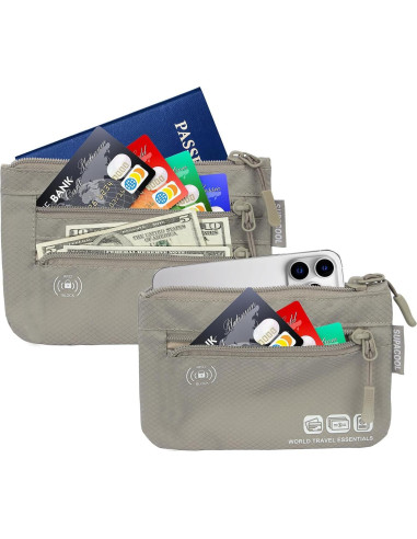 Portafolio de Pasaporte SUPACOOL con Bloqueo RFID - Set 2 Piezas Gris