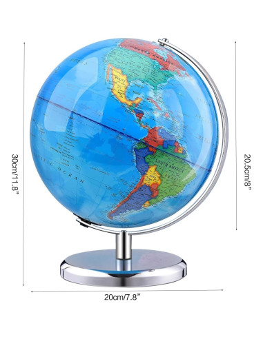 Globo Terráqueo Giratorio TTKTK 20.32 cm Azul con Soporte de Acero