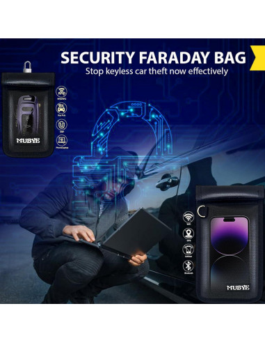 Bolsas Faraday MUBYE 2PCS Antirrobo a Prueba de Fuego y Agua