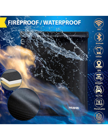 Bolsas Faraday MUBYE 2PCS Antirrobo a Prueba de Fuego y Agua Bolsas Faraday MUBYE 2PCS Antirrobo a Prueba de Fuego y Agua
