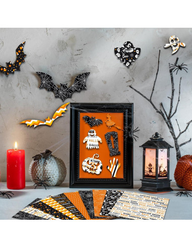 Conjunto de Papel de Patrón Halloween Morcheiong 100 Hojas A5
