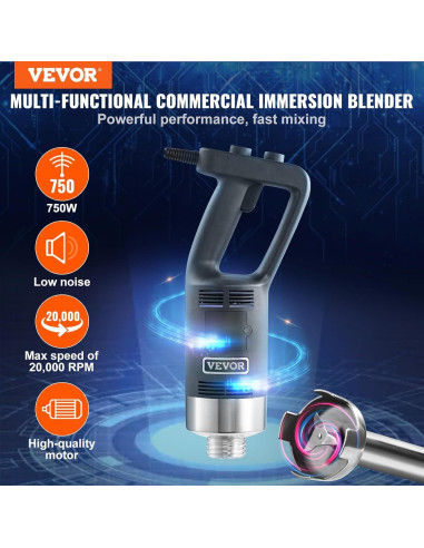Batidora de Inmersión VEVOR 750W 40cm Velocidad Variable