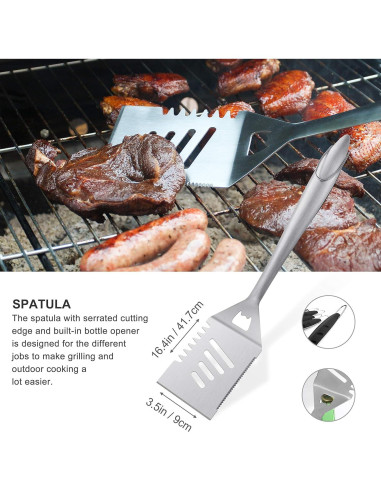 Juego de Herramientas para BBQ Grilljoy 8 Piezas Acero Inoxidable