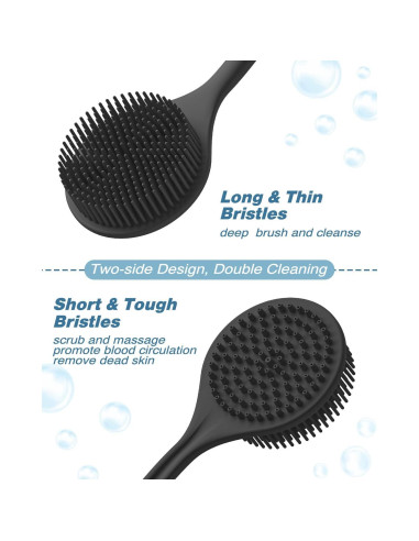 Juego de cepillos de silicona Manmihealth - 3 piezas, negro