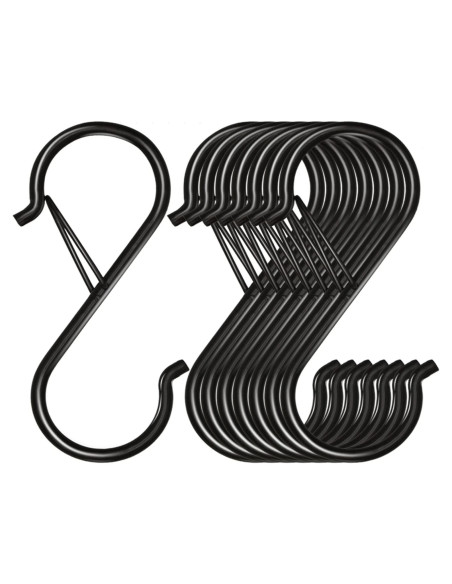 Ganchos en S de Metal Waitkey - Paquete de 8, 8.9 cm, Negro Ganchos en S de Metal Waitkey - Paquete de 8, 8.9 cm, Negro