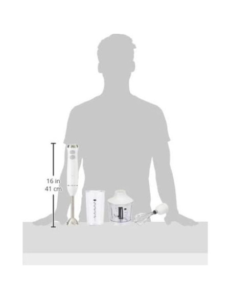 Batidora de Inmersión Amazon Basics 300W 4 en 1 Blanca Batidora de Inmersión Amazon Basics 300W 4 en 1 Blanca