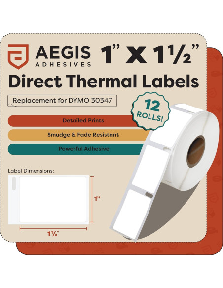 Etiquetas Térmicas Directas Aegis Adhesives 2.54x3.81 cm - 12 Rollos Etiquetas Térmicas Directas Aegis Adhesives 2.54x3.81 cm - 12 Rollos
