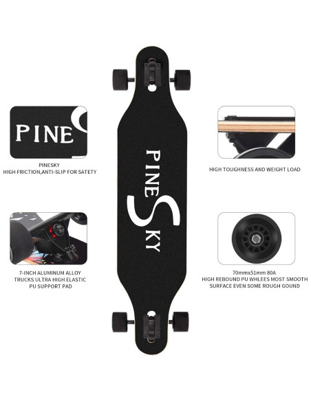 Longboard Completo 41" PINESKY 8 Capas Arce Natural Cruiser Longboard Completo 41" PINESKY 8 Capas Arce Natural Cruiser