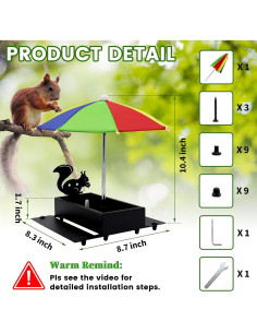Comedero para Ardillas Beyoogeem con Paraguas Colorido Metal 0.85kg 2