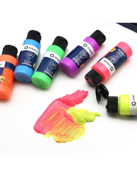Pintura Acrílica Brillante que Brilla en la Oscuridad Artecho 6 Colores 60 ml Pintura Acrílica Brillante que Brilla en la Oscuridad Artecho 6 Colores 60 ml