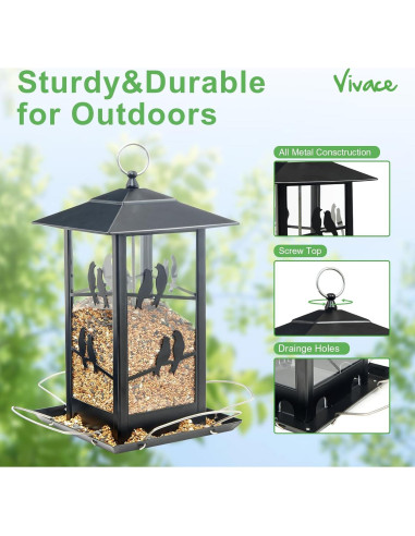 Comedero Grande para Aves Vivace de Metal Colgante 1.81kg
