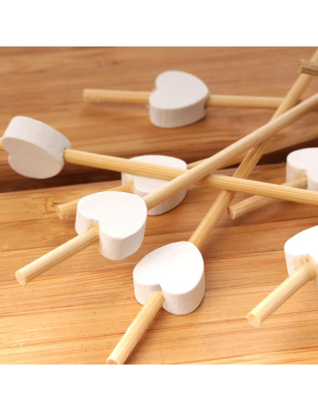 Palillos de Bambú Decorativos en Forma de Corazón Blanco 100 Pzas Palillos de Bambú Decorativos en Forma de Corazón Blanco 100 Pzas
