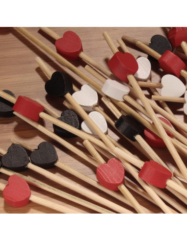 Palillos de Bambú Decorativos en Forma de Corazón Blanco 100 Pzas