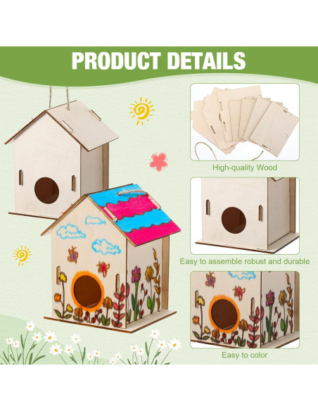 Kit de Casas para Aves de Madera DoubleFill - 12 Piezas DIY Kit de Casas para Aves de Madera DoubleFill - 12 Piezas DIY