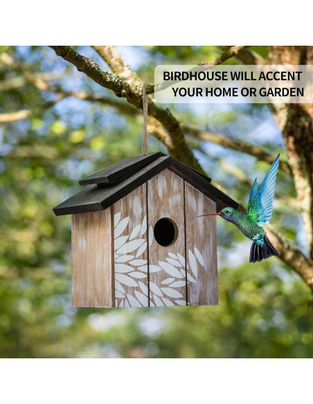 Casa de pájaros de madera Topadorn colgante ecológica 21.69x17.78 cm Casa de pájaros de madera Topadorn colgante ecológica 21.69x17.78 cm
