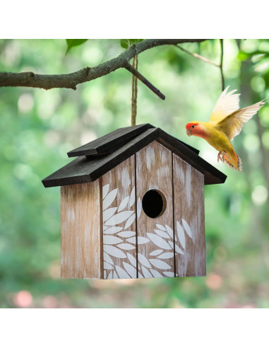 Casa de pájaros de madera Topadorn colgante ecológica 21.69x17.78 cm