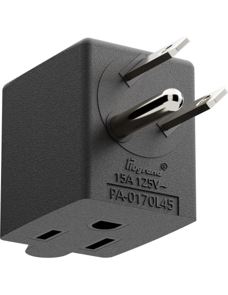 Adaptador de Poder AC 90 Grados PluGrand PA-0170L45 Negro Adaptador de Poder AC 90 Grados PluGrand PA-0170L45 Negro