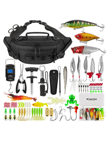 Kit de Pesca THKFISH 85 Piezas con Bolsa Impermeable y Accesorios