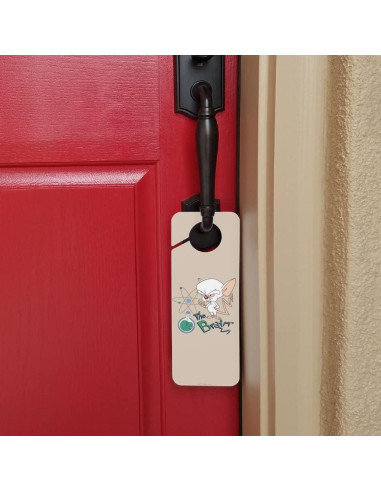 Cartel de Percha para Puerta Pinky y El Cerebro - 24x8.9cm