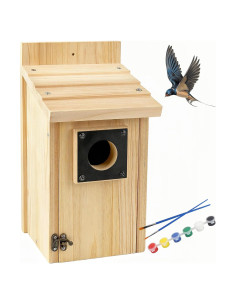 Kit Casa de Aves de Madera Rioychan con Pintura DIY 14x12.4x26.9cm