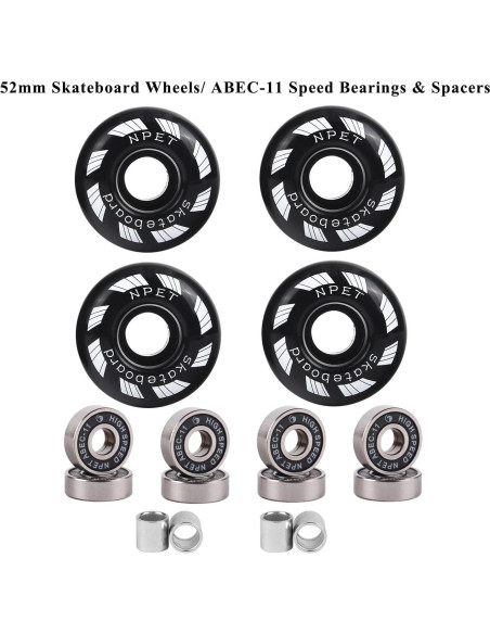 Conjunto de Patineta NPET 52mm con 8 Rodamientos ABEC-11 Conjunto de Patineta NPET 52mm con 8 Rodamientos ABEC-11
