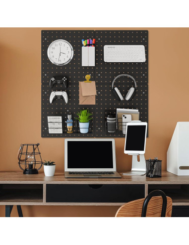 FZK Pegboard Negro 4 Piezas 61x61 cm Organizador de Pared