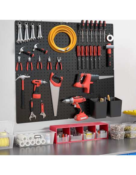 FZK Pegboard Negro 4 Piezas 61x61 cm Organizador de Pared FZK Pegboard Negro 4 Piezas 61x61 cm Organizador de Pared
